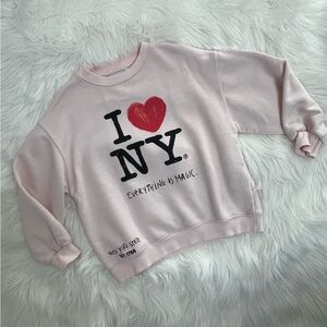 Zara Pink I Love NY Kids Sweatshirt size 8-9